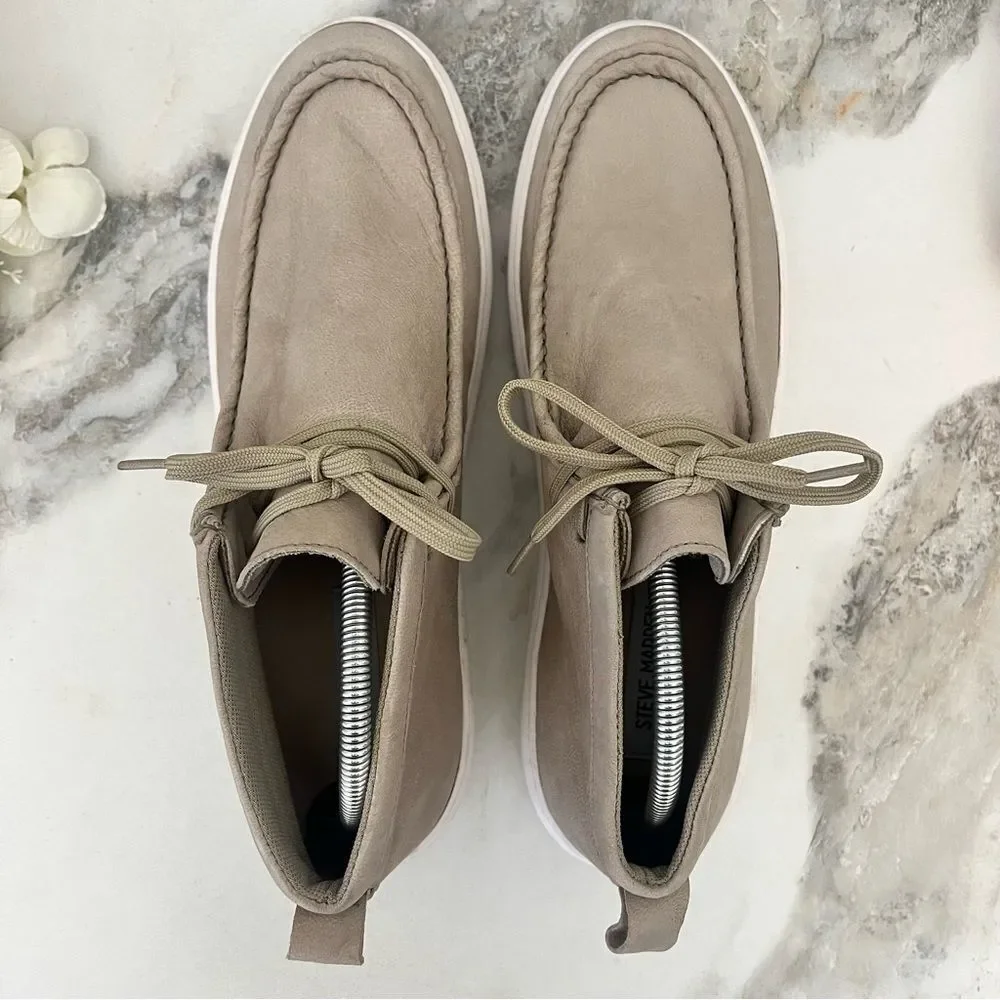 STEVE MADDEN Willis High-Top Chukka Sneaker in Taupe Leather Size 12